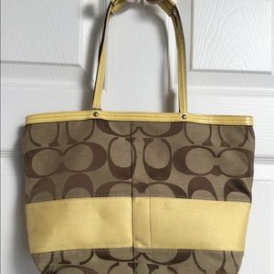 Coach beige and yellow purse
